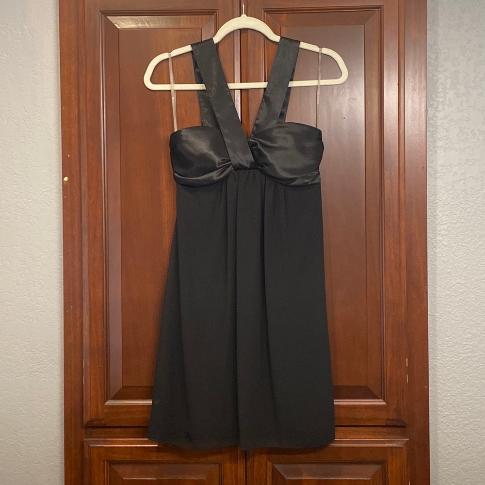 B. Darlin Little Black Cocktail Dress with Satin Straps and Top in a size 6